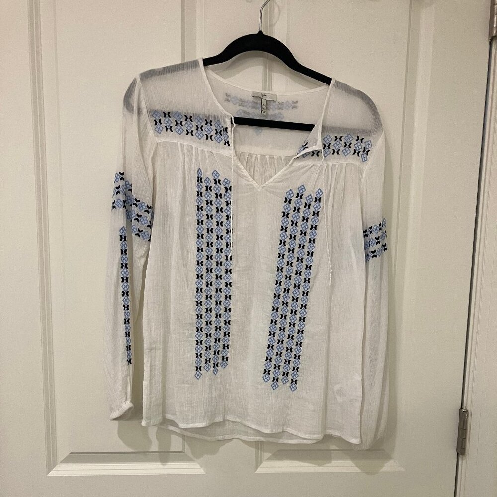 Joie Gauzy Embroidered Peasant Shirt